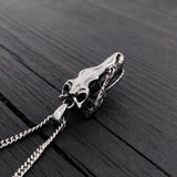 Silver necklace with detailed skull pendant, edgy gothic design