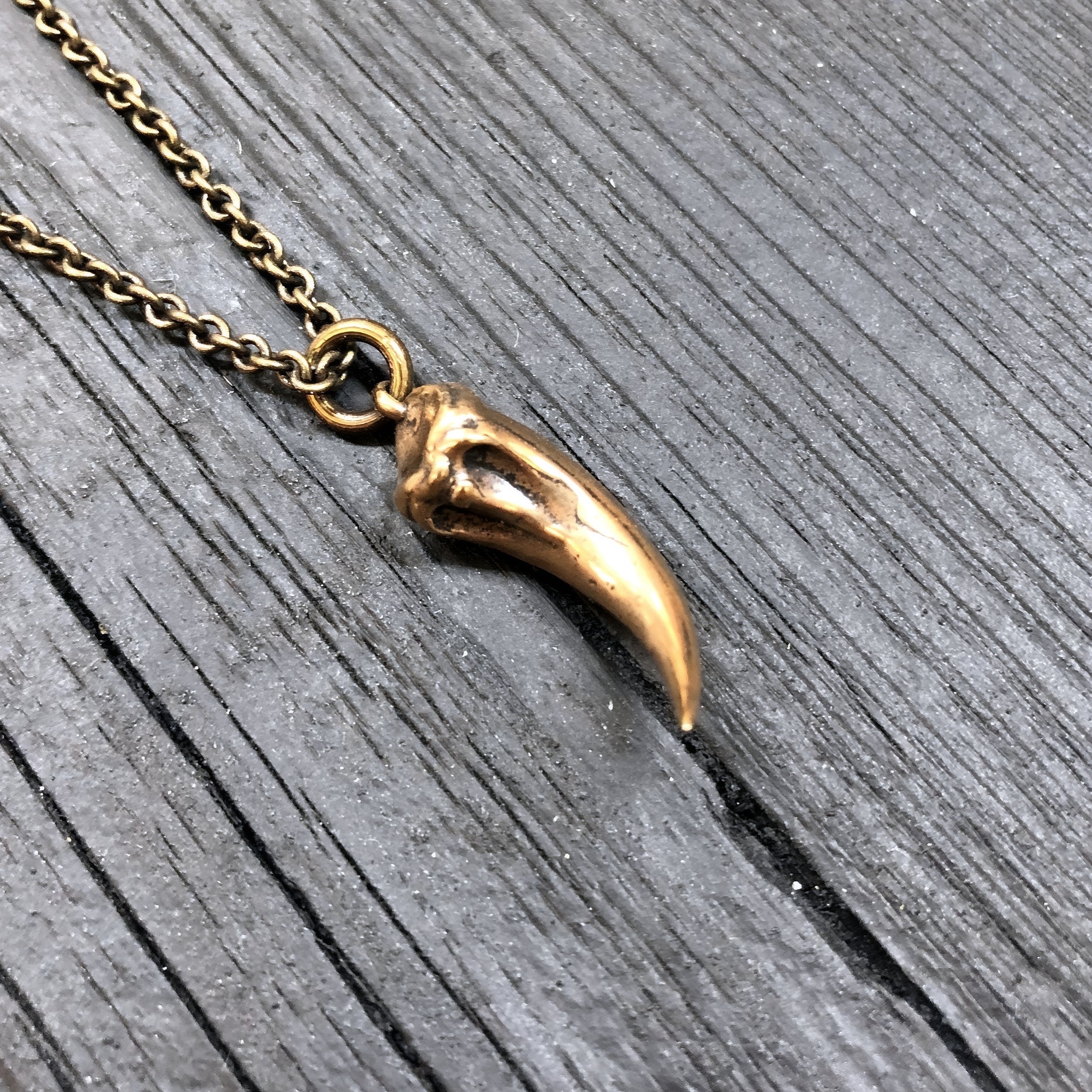 Velociraptor Claw Necklace in Solid Bronze Deinonychus Claw Dinosaur Claw