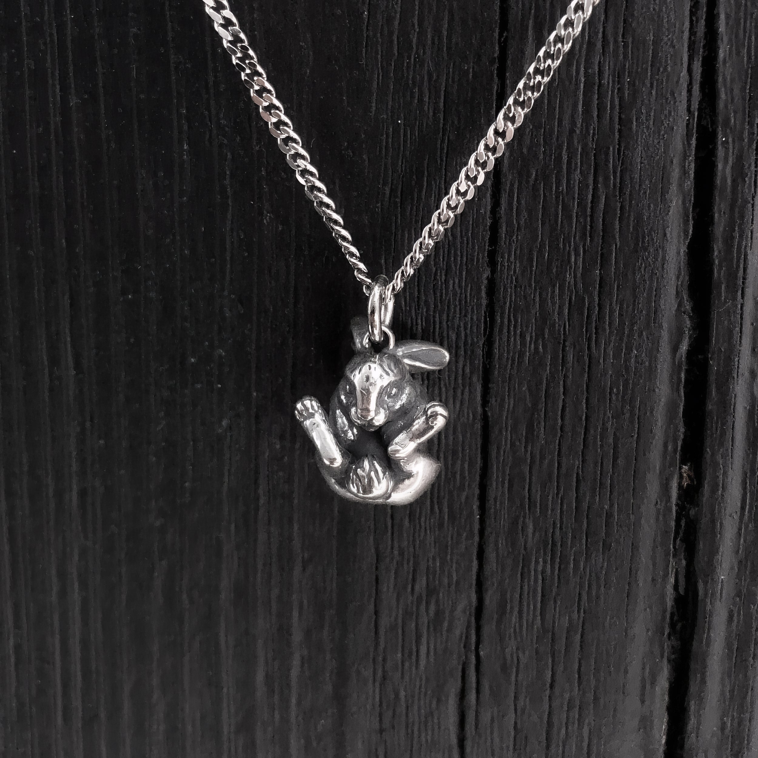 Sterling Silver Rabbit Necklace Easter Bunny Rabbit Pendant