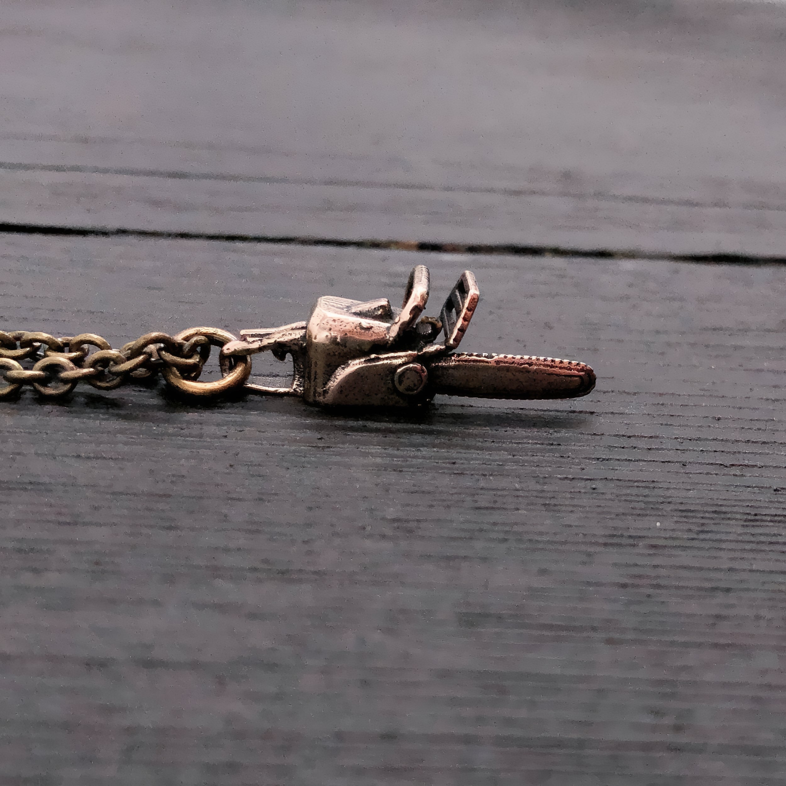 Solid Bronze Chainsaw Necklace Chainsaw Charm Necklace