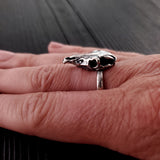 Horse Skull Ring - Solid Hand Cast Silver Plated Bronze - Oxidised Finish - Sizes 5 to 11 Available - Rare Unique Gift for Him or Her