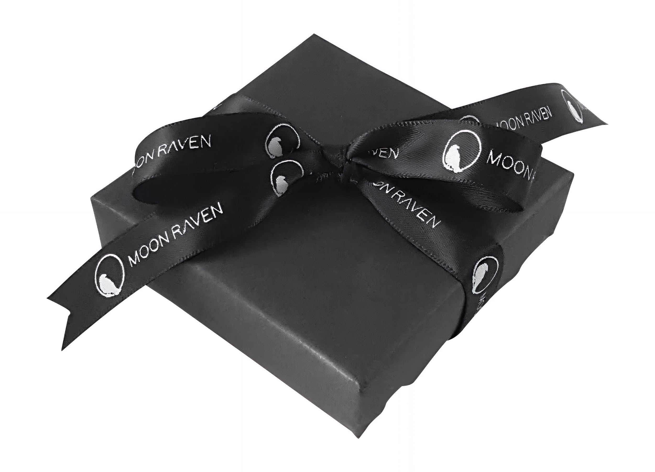Black gift box with black ribbon, elegant and mysterious | Moon Raven