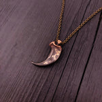 Large metal horn pendant on chain, sleek modern style | Moon Raven