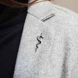 Rod Of Asclepius Lapel Pin in Solid Stainless Steel