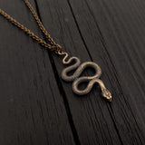 Viper Snake Necklace in Bronze