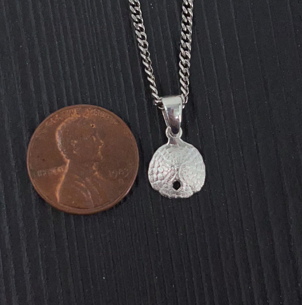 Tiny Sand Dollar Necklace Sterling Silver