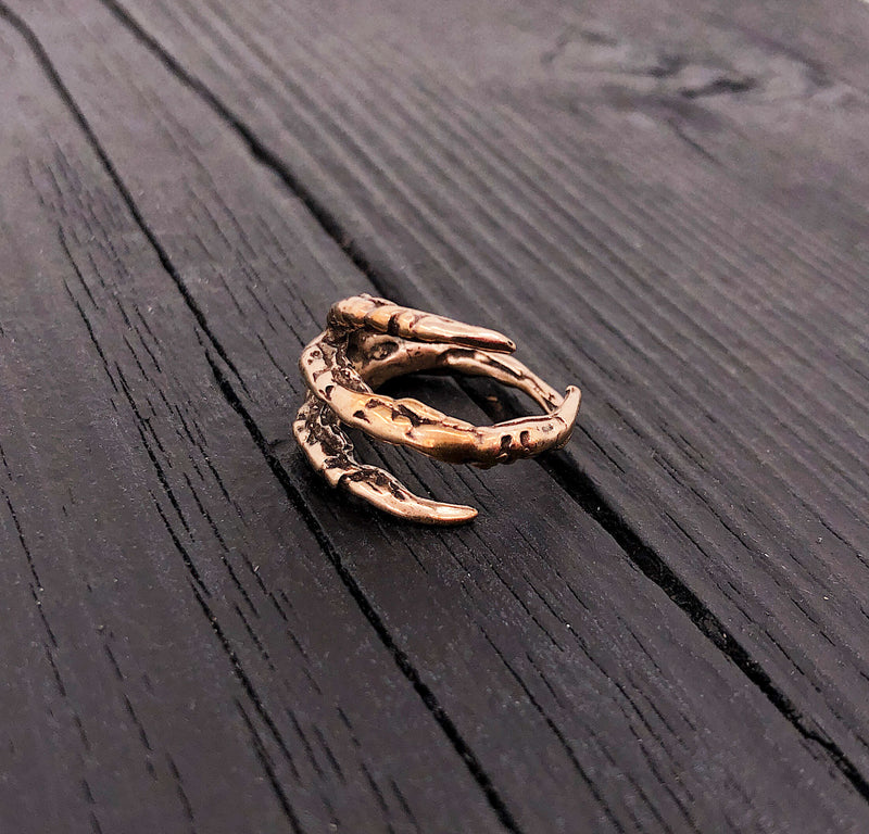 Raven Claw Talon Wrap Ring - Solid Hand Cast Jewelers Bronze