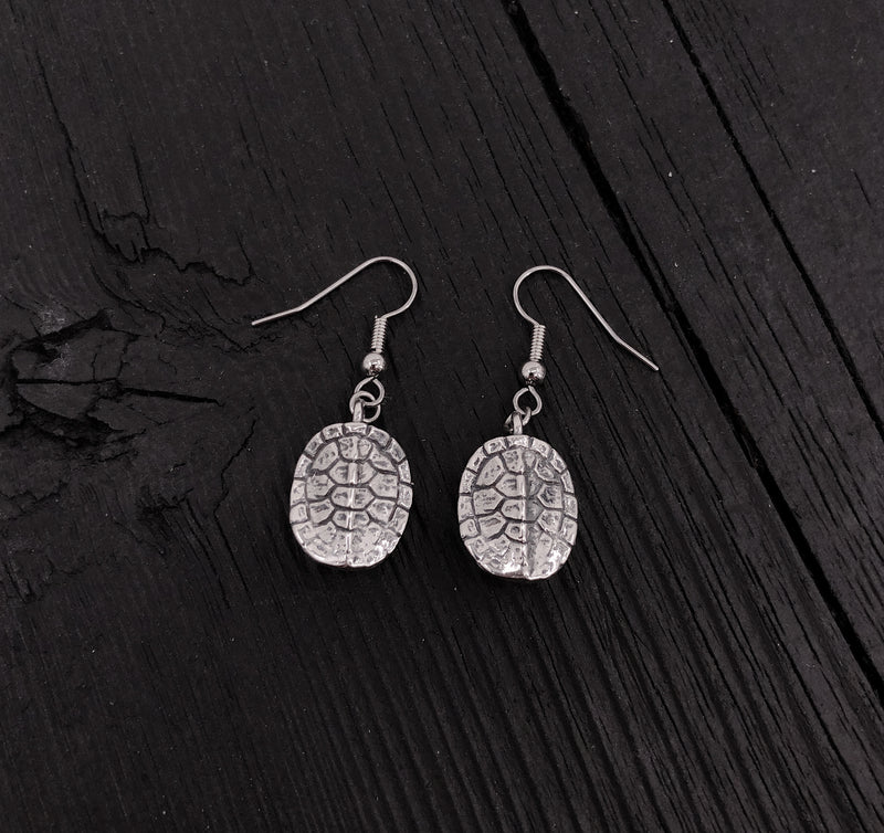 Turtle Shell Earrings in Sterling Silver