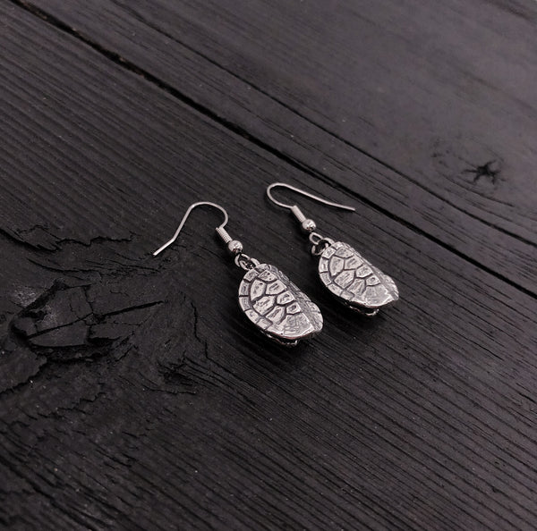 Turtle Shell Earrings in Sterling Silver