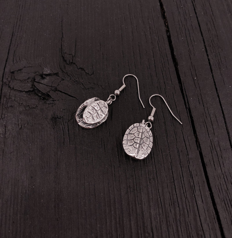 Turtle Shell Earrings in Sterling Silver