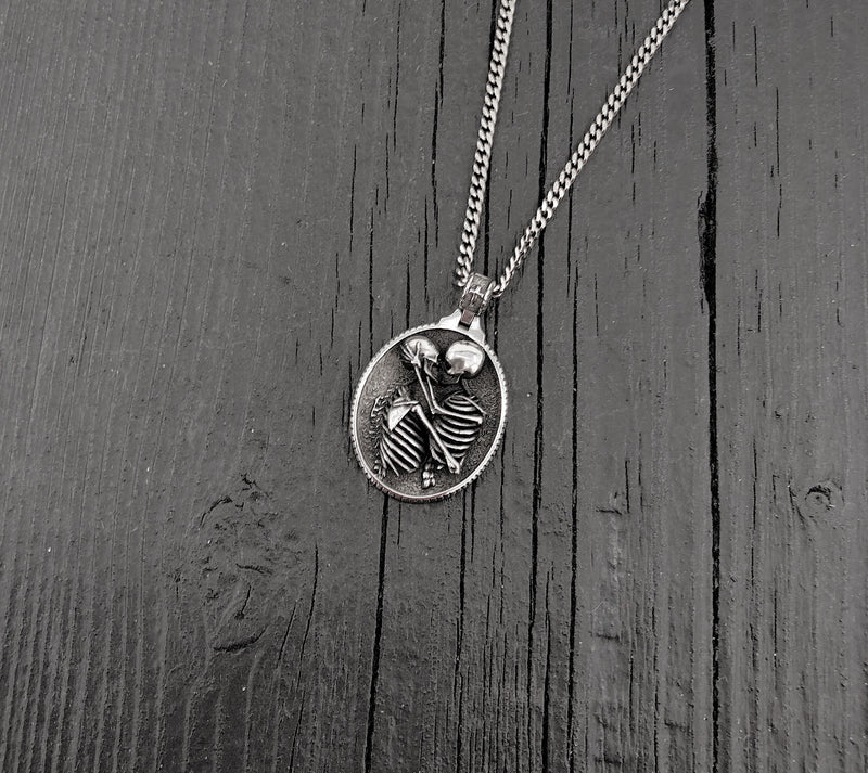 Kissing Skeletons Necklace in Solid Stainless Steel