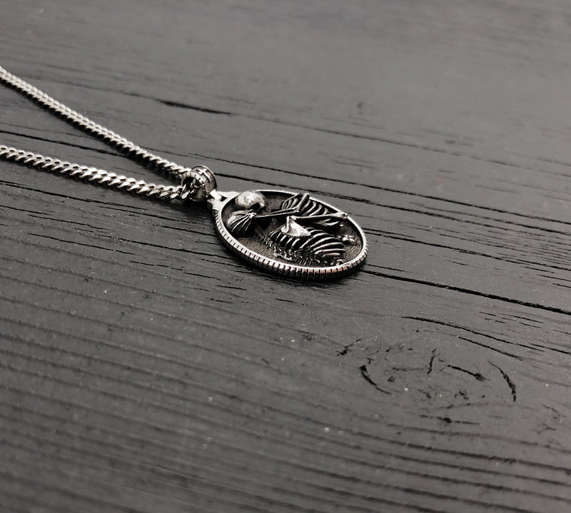 Kissing Skeletons Necklace in Solid Stainless Steel