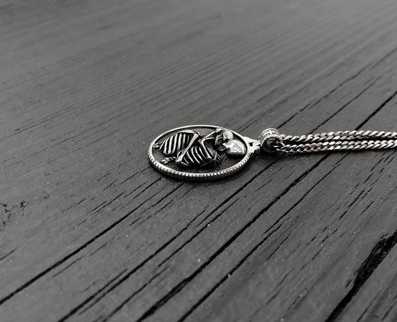 Kissing Skeletons Necklace in Solid Stainless Steel