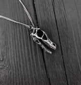 Velociraptor Skull Pendant Necklace in Solid Stainless Steel