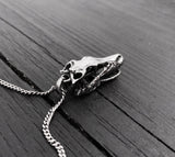 Velociraptor Skull Pendant Necklace in Solid Stainless Steel