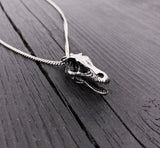 Velociraptor Skull Pendant Necklace in Solid Stainless Steel