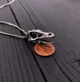Velociraptor Skull Pendant Necklace in Solid Stainless Steel