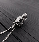 Velociraptor Skull Pendant Necklace in Solid Stainless Steel