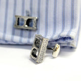 Silver Cinder Block Cufflinks - Unisex Suit Accessory Gift - One Piece Solid Cast Silver Plated Bronze