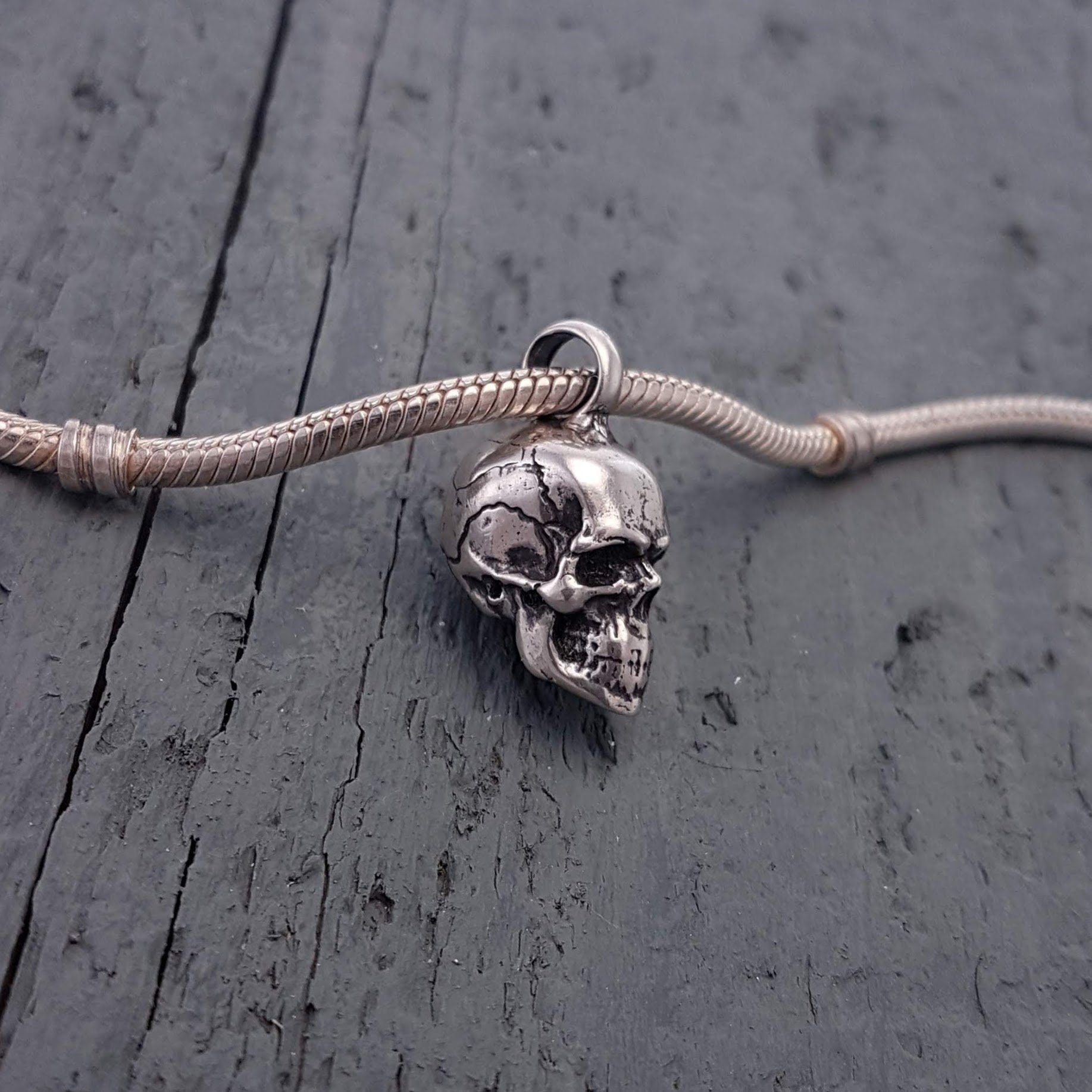Human Skull Cremation Ash Urn Bracelet Charm - Moon Raven Designs