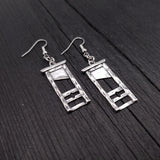 Guillotine Earrings - Solid Hand Cast 925 Sterling Silver - Polished Oxidised Finish - Highly Detailed - Statement Jewelry Gift for Her