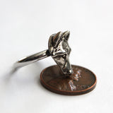 Wolf Face Ring Adjustable Sterling Silver | Small Animal Jewelry for Women