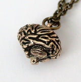 Anatomical Brain Pendant Charm Necklace - Hand Cast Solid Bronze - Highly Detailed Polished Oxidized Antique Finish - Multiple Chain Lengths