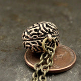 Anatomical Brain Pendant Charm Necklace - Hand Cast Solid Bronze - Highly Detailed Polished Oxidized Antique Finish - Multiple Chain Lengths