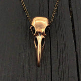 Raven Skull Pendant Necklace in Solid Silicon Bronze