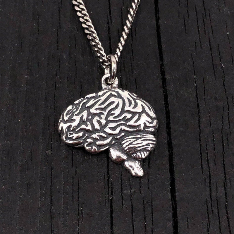 Brain Necklace Sterling Silver Anatomical Brain Neuro Jewelry Neurologist Gift Cerebral Cranium Medical Doctor Nurse Present Pendant
