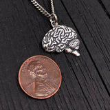 Brain Necklace Sterling Silver Anatomical Brain Neuro Jewelry Neurologist Gift Cerebral Cranium Medical Doctor Nurse Present Pendant