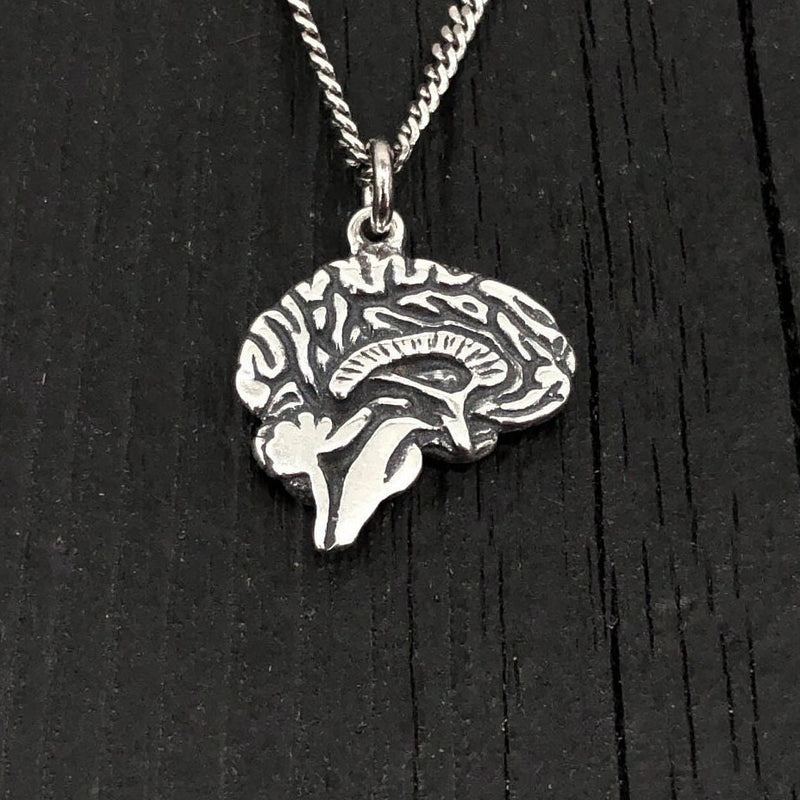 Brain Necklace Sterling Silver Anatomical Brain Neuro Jewelry Neurologist Gift Cerebral Cranium Medical Doctor Nurse Present Pendant