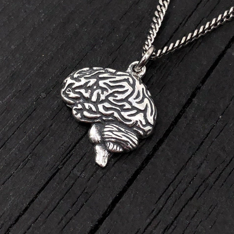 Brain Necklace Sterling Silver Anatomical Brain Neuro Jewelry Neurologist Gift Cerebral Cranium Medical Doctor Nurse Present Pendant