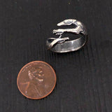 Sterling Silver Greyhound Ring – Sculptured Wrap Band with Oxidized Finish