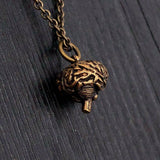 Anatomical Brain Pendant Charm Necklace - Hand Cast Solid Bronze - Highly Detailed Polished Oxidized Antique Finish - Multiple Chain Lengths