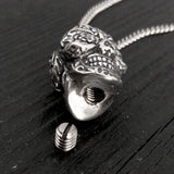 Sugar Skull Necklace – Floral Skull Pendant With Hand Burnished Finish