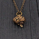 Anatomical Brain Pendant Charm Necklace - Hand Cast Solid Bronze - Highly Detailed Polished Oxidized Antique Finish - Multiple Chain Lengths
