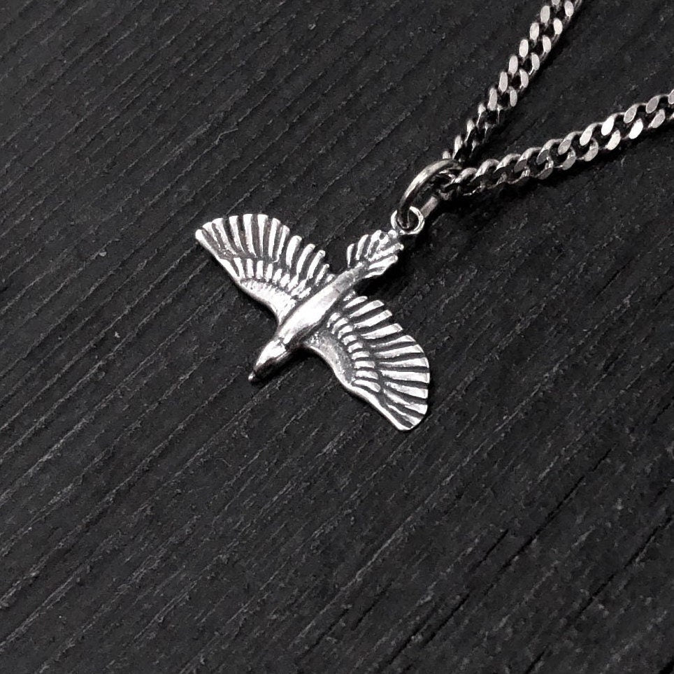 Soaring Raven In Flight Pendant Necklace - Moon Raven Designs
