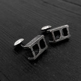 Silver Cinder Block Cufflinks - Unisex Suit Accessory Gift - One Piece Solid Cast Silver Plated Bronze