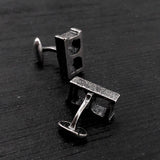 Silver Cinder Block Cufflinks - Unisex Suit Accessory Gift - One Piece Solid Cast Silver Plated Bronze