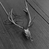 Elk Skull Necklace Solid Sterling Silver