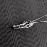 Alligator Skull Necklace - Sterling Silver 3D Pendant by Moon Raven Designs