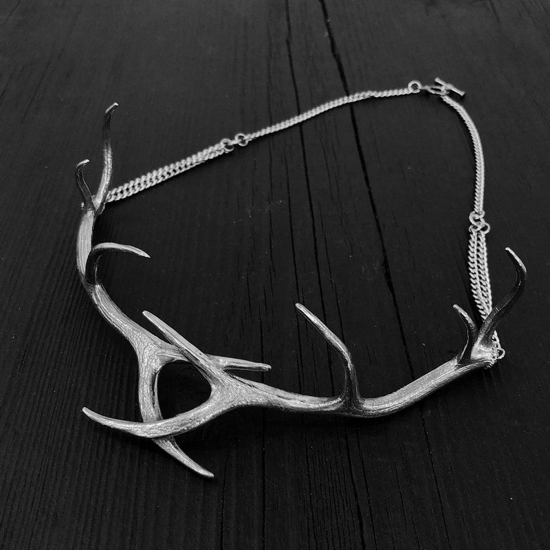 Elk Antler Choker Necklace In Solid Sterling Silver Elk Antler Choker Handmade Gift