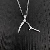 Sterling Silver Pendant Grim Reaper Necklace - Dark Gothic Silver Scythe Jewelry