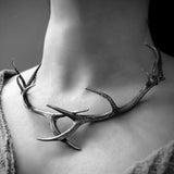 Elk Antler Choker Necklace In Solid Sterling Silver Elk Antler Choker Handmade Gift