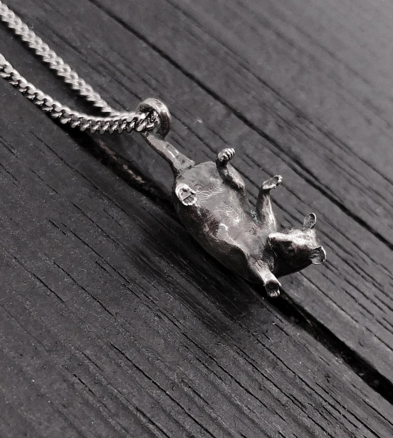 Hanging Baby Possum Pendant Necklace - Solid 925 Sterling Silver Multiple Chain Lengths Animal Jewelry Gift for Her