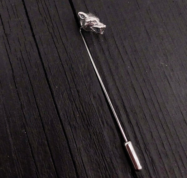 Wolf Ascot Stickpin in Sterling Silver