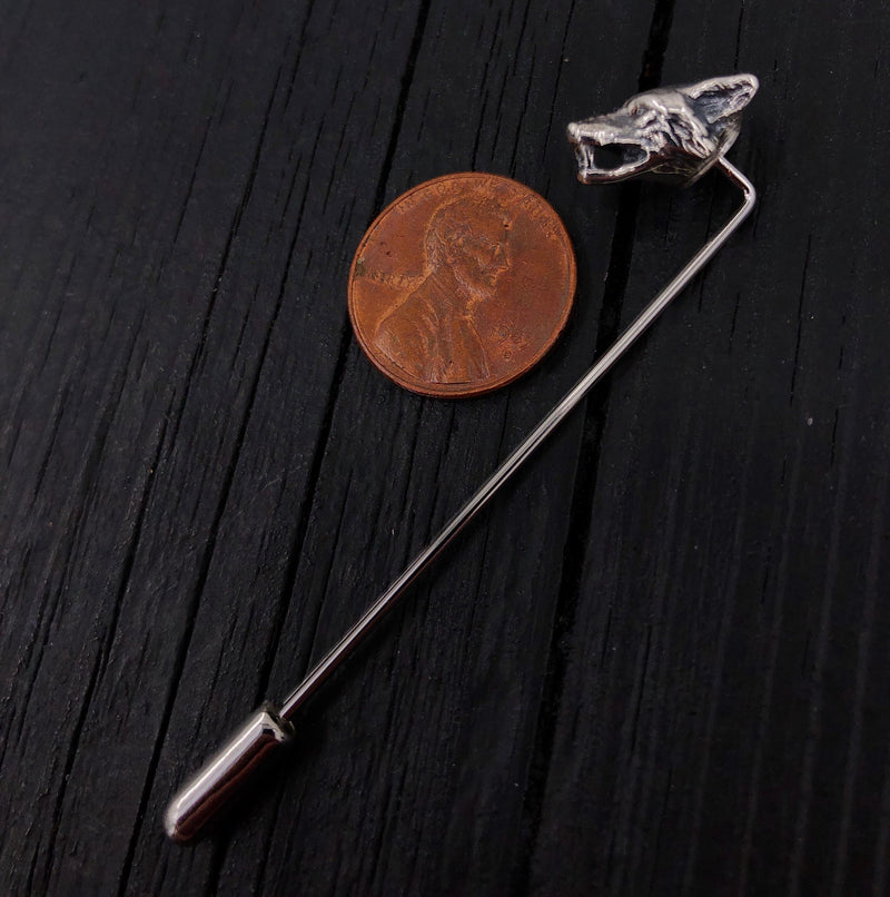 Wolf Ascot Stickpin in Sterling Silver
