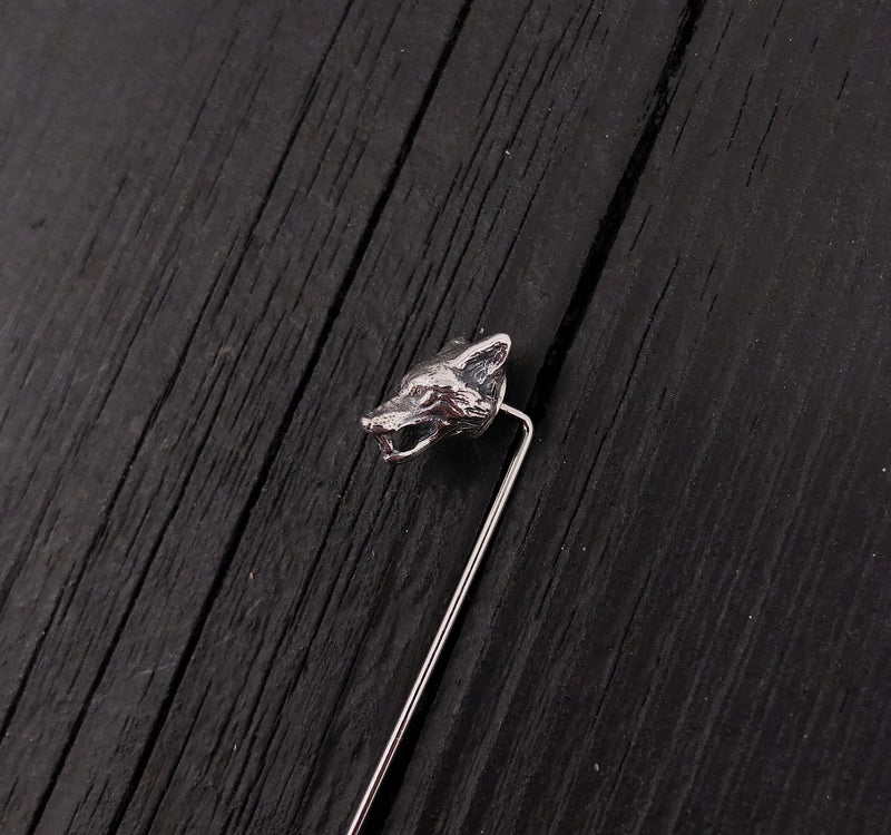 Wolf Ascot Stickpin in Sterling Silver