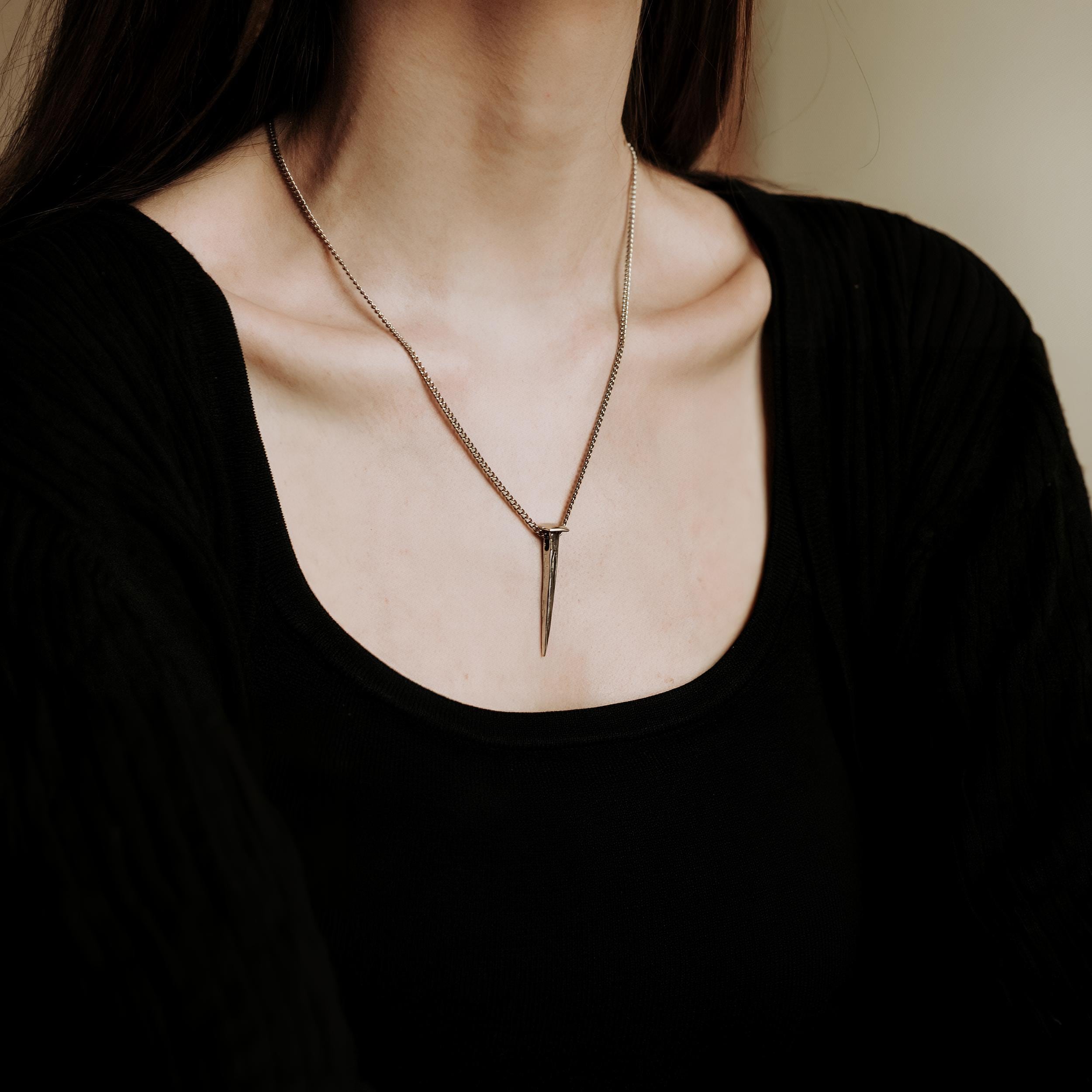 Nail Pendant Necklace Casket Nail Vampire Necklace Gothic Jewelry Builder Necklace Unique Jewelry Handcrafted Bronze